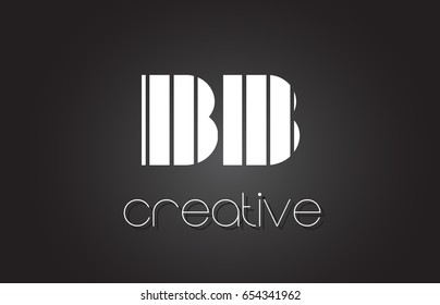 BB B B Creative Letter Logo Design With White and Black Lines.