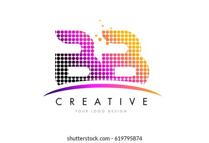 BB B B Dots Letter Logo Design with Magenta Bubble Circles and Swoosh