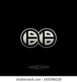 BB B initial letter linked circle capital monogram logo modern template silver color edition