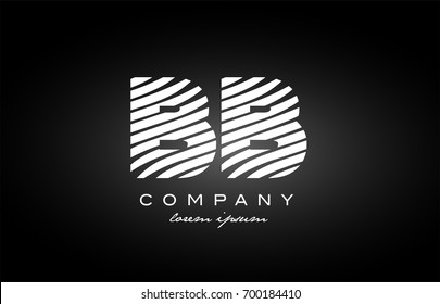 BB B B letter logo combination black white alphabet vector creative company icon design template modern
