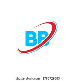 Diseño del logotipo de la letra BB B. Letra inicial BB enlazó el logotipo en monograma en mayúsculas en forma de círculo rojo y azul. Logo BB, diseño B. bb