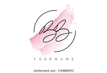 BB B Letters Logo with Pastel Watercolor Acquarella Brush Stroke and Circular Rounded Design. 