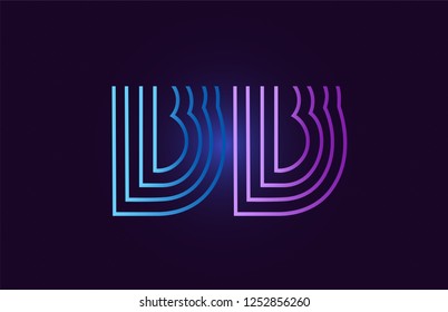bb b b line blue pink design of alphabet letter combination with gradient color suitable as a logo for a company or business