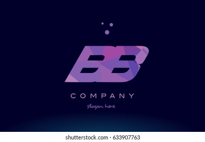 bb b b  polygon polygonal letter alphabet text pink purple dots creative company logo vector icon design template