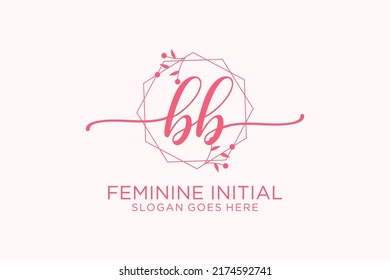 Monograma de belleza BB y elegante logo de diseño para escritura a mano de marca inicial, boda, moda, floral y botánica con plantilla creativa.
