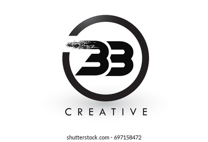 BB Brush Letter Logo Design with Black Circle. Creative Brushed Letters Icon Logo.