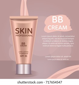 BB cream  advertising template. 3d vector illustration.