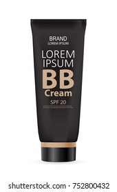 BB Cream Bottle Template for Ads or Magazine Background. 3D Realistic Vector Iillustration. EPS10