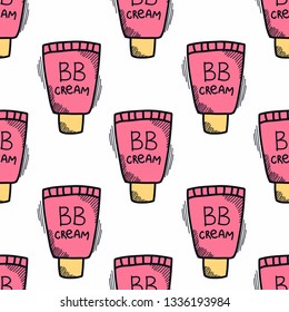 bb cream seamless doodle pattern