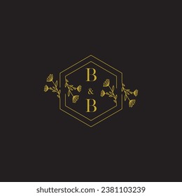 BB elegant wedding initial logo in high quality professional design that will print well across any print media