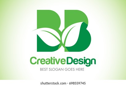 BB Green Leaf Letter Design Logo. Eco Bio Leaf Letters Icon Illustration Vetor Logo.