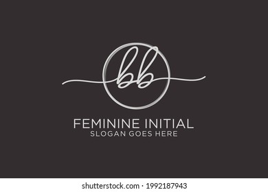 BB handwriting logo with circle template vector logo of initial signature, wedding, fashion, floral and botanical with creative template.