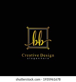 BB Initial calligraphy handwritten logo. Handwritten alphabet in the logo template. Letters and Alphabet for signature, wedding, fashion, floral and botanical logo design 