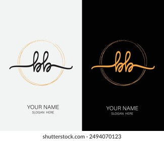 BB initial handwriting logo design template