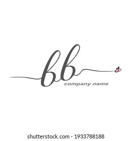 BB Logotipo inicial de escritura a mano de lujo belleza vectorial