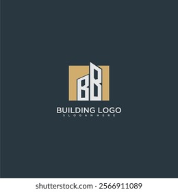 BB initial letter building logo for real estate with square design