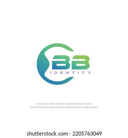 BB Initial letter circular line logo template vector with gradient color blend
