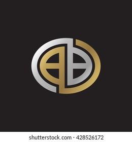 BB initial letters looping linked ellipse elegant logo golden silver black background