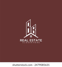 BB initial monogram building and roof logo for real estate