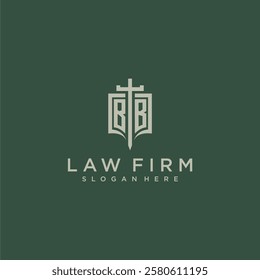 BB initial monogram for law firm with sword and shield logo image