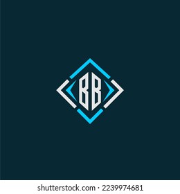 BB initial monogram logo with square style design