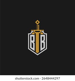 BB initial monogram for shield and sword style image