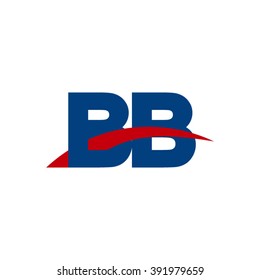 BB initial overlapping swoosh letter logo blue red