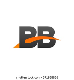BB initial overlapping swoosh letter logo black orange