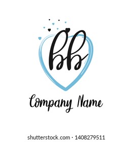BB initial signature logo. handwriting logo template vector,