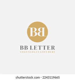 BB Letter circle gold logo vector image
