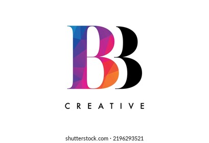 BB Letter Design with Creative Cut and Colorful Rainbow Texture. BB Letter Icon Vector Logo with Serif Font and Minimalist Style.