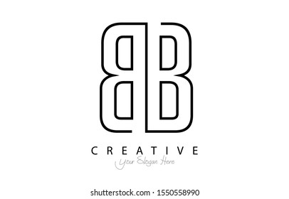 BB Letter Design Logo Concept with Black and White Colors. Double B Logotype Vector Illustration