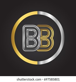 BB Letter logo in a circle. gold and silver colored. Vector design template elements for your business or company identity.