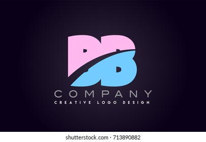 bb letter logo combination alphabet vector creative company icon design template modern  pink blue bold