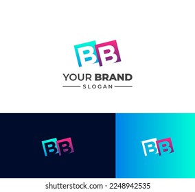 Elementos de plantilla de diseño de logotipo de letra BB. Logo de la letra digital abstracta moderna. Ilustración vectorial. Logo de BB colorido.