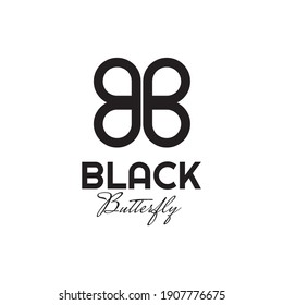 BB letter logo forms a black butterfly design vector template