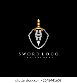 BB letter luxury monogram for shield and sword style image