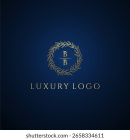 BB Brief monogramm luxus hochzeit mit kreativem kreis blatt gold