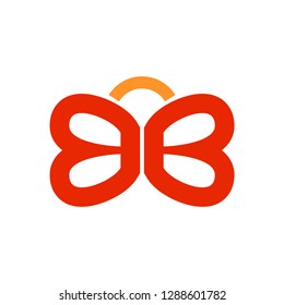 BB Lettermark Symbol Initials Butterfly Shape Design