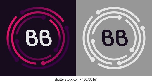 BB letters business logo icon design template elements in abstract background logo, design identity in circle, alphabet letter
