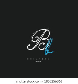 logotipo bb con pinceladas de pincel, logotipo bb en azul y blanco
