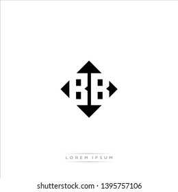 BB Logo Capital Modern of Negative Space Square Designs Template with White Background