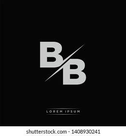 BB Logo Letter Monogram Slash with Modern logo template on Black Color and White background