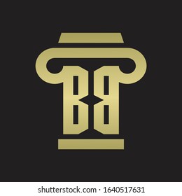 BB Logo monogram with pillar style design template with gold colors