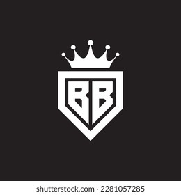 BB logo monogram symbol shield with crown shape design vector