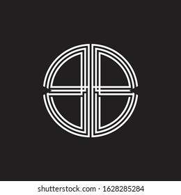 BB Logo monogram triple ribbon style line design template isolated on black background