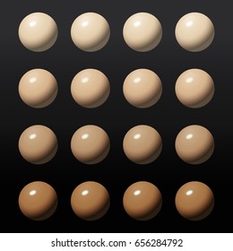 BB makeup cream drops tone. Color Shades Palette, vector illustration. Realistic liquid tone isolated On a black background. Cosmetics liquid vector elements.