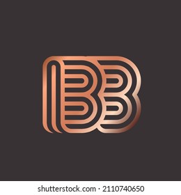 BB monogram logo. Overlapping letter b typographic icon. Lettering sign isolated on dark background. Alphabet initials. Modern, design, geometric, web, tech, emblem style characters.	
