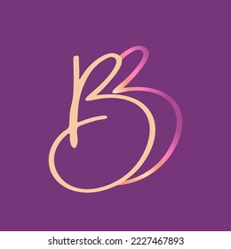 Logo de BB en monograma.Icono de firma caligráfica.Letra manuscrita b.Signo de letras.Boda, moda, belleza, boutique de regalos, iniciales decorativas de alfabeto de lujo.Caracteres de estilo manuscrito.