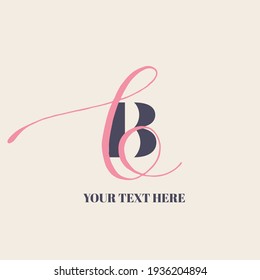 Bb monogram logo.Decorative intertwined lines double letter b.Lettering sign isolated on light background.Alphabet initials icon.Elegant, beauty style signature sign.